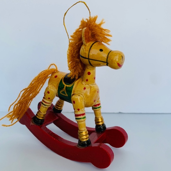 Vintage Other - Vintage Wood Rocking Horse Ornament